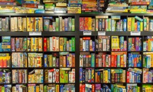 games on a shelf