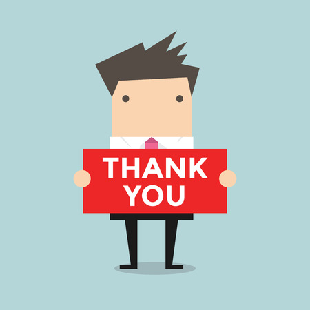 50968019 - businessman hands holding thank you sign vector